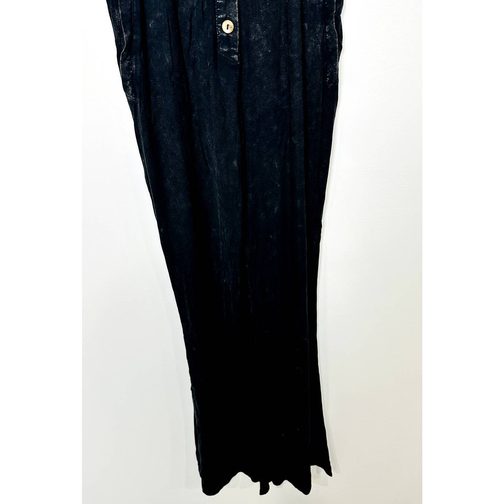 Chaser NWT Button Front Spaghetti Straps Cutout Knot Back Jumpsuit Black Small - Picture 3 of 8